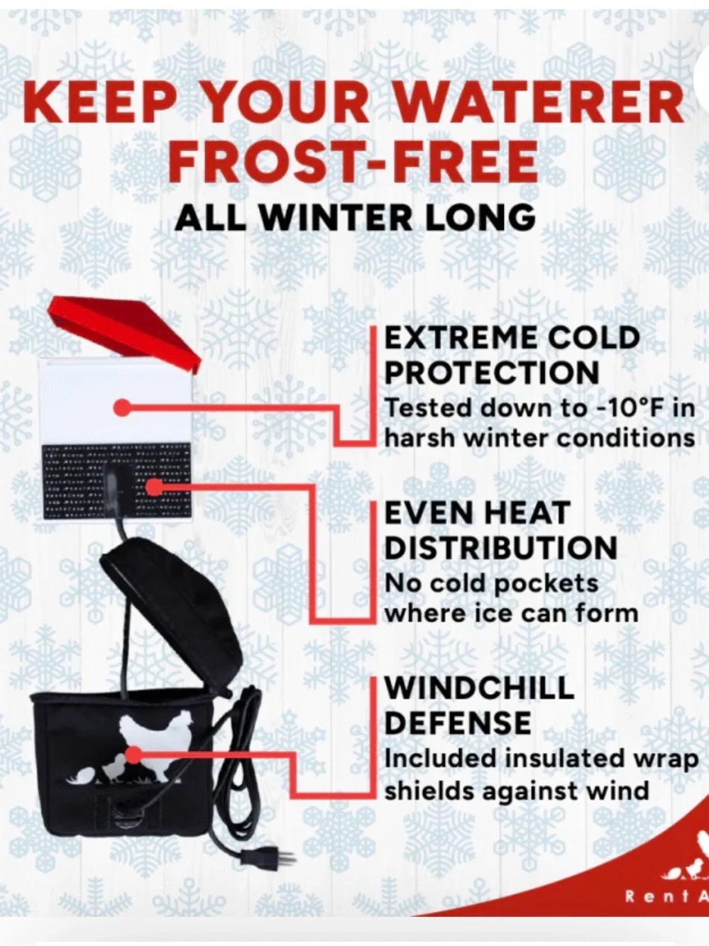 New! Rent A Coop Zero Chill Heated Drinker